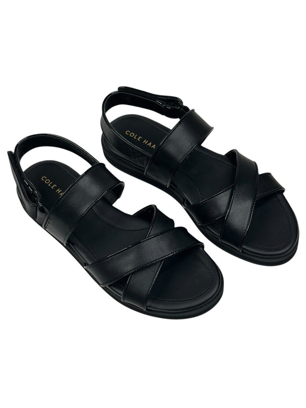 Cole Haan Mirabelle Criss Cross Sandal Black Leather Womens Size 7.5B New $130